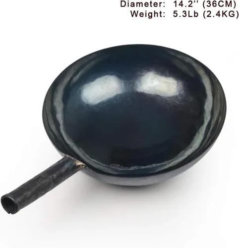 Miniatura 2 de ZhenSanHuan - Woks chinos de hierro martillado a mano y sartenes para saltear, antiadherentes, sin revestimiento, acero al carbono Pow