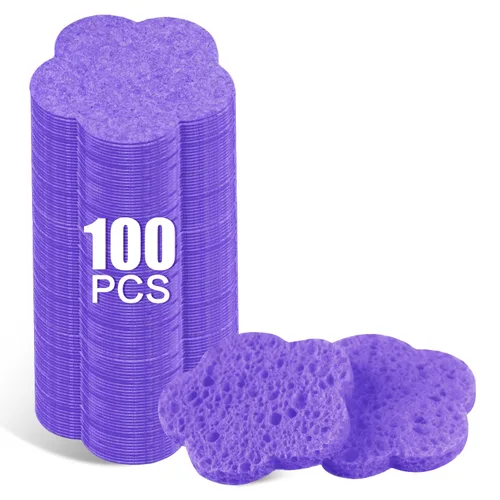 Miniatura 13 de 50 esponjas faciales comprimidas, esponjas faciales naturales, esponjas exfoliantes con forma de flor, reutilizables, el mejor regalo de maquillaje
