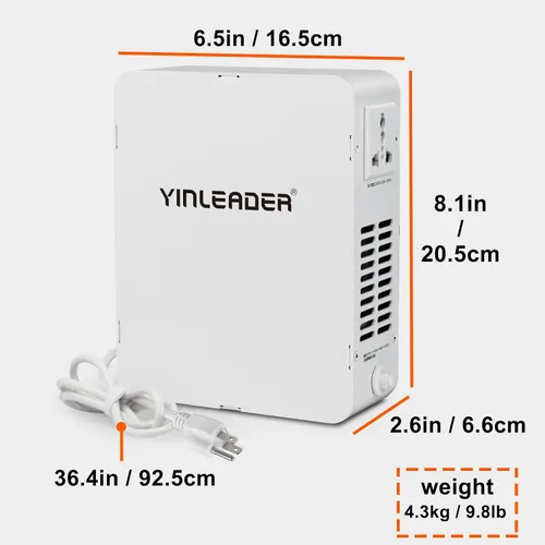 Miniatura 6 de Yinleader Convertidor de voltaje de 120 V a 240 V o 110 V a 220 V transformador elevador utilizando 220/230/240 voltios europea asiática china