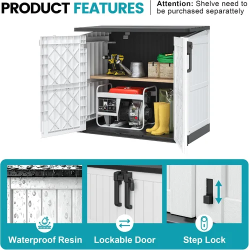 Miniatura 2 de LHBcraft Armario de almacenamiento para exteriores de 36 pies cúbicos con puertas con cerradura, cobertizo de almacenamiento horizontal portátil
