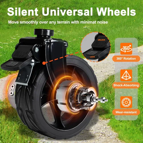 Miniatura 4 de Carrito de Vagón Plegable con Ruedas, Carrito de Vagón Plegable con Ruedas Todo Terreno, Carrito de Comestibles Grande con Ruedas, Vagones Black-6