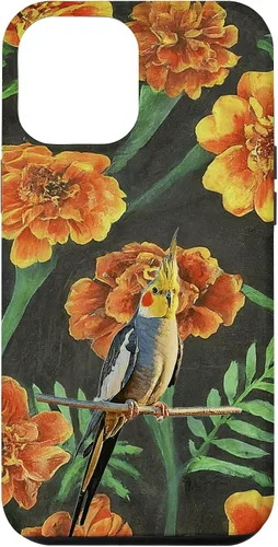 Miniatura 6 de iPhone 14 Pro Cockatiel Orange Yellow Marigolds Vintage Flower Pattern Case