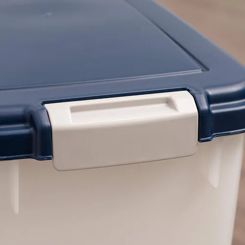 Miniatura 6 de IRIS USA Contenedor hermético de almacenamiento de alimentos para perros, hasta 38 libras, ruedas acoplables, contenedor de almacenamiento de Azul