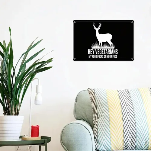 Miniatura 3 de Hey Vegetarians My Food Poops on Your Food Tin Sign Vintage Deer Silhouette Metal Sign Print Aesthetic for Garden Yard Bar Porch Home Bedroom