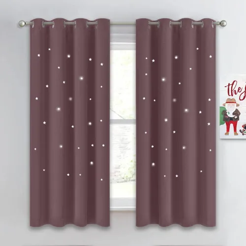 Miniatura 34 de NICETOWN Cortinas infantiles perforadas, cortinas marroquíes con estrellas azules para dormitorio de niñas, gruesas y suaves, para oscurecer la Azul