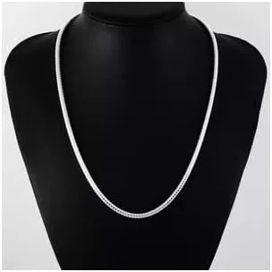 Miniatura 27 de Plata de ley 0.079 in (2 mm), 0.098 in (2.5 mm), 0.118 in (3 mm), 0.157 in (4 mm), 0.197 in (5 mm), cadena de serpiente redonda, collar de cadena