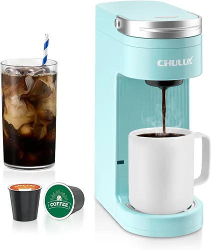 Miniatura 8 de Chulux Cafetera delgada de una sola porción para cápsulas K Pod, cafetera de una taza se ajusta a tazas de viaje de 7.3", máquina de café con Blanco