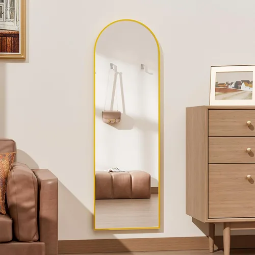 Miniatura 29 de Rowjut - Espejo de piso arqueado de longitud completa de 64 x 21 pulgadas, espejo grande de cuerpo completo para colgar, colocar de pie o apoyado