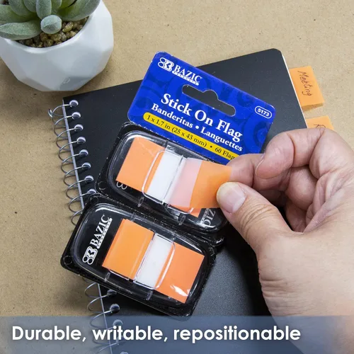 Miniatura 3 de BAZIC Products Banderas estándar de neón, 1 x 1.7 pulgadas, con dispensador, 60 unidades, para marcar páginas documentos, caja de 288 6 colores neón