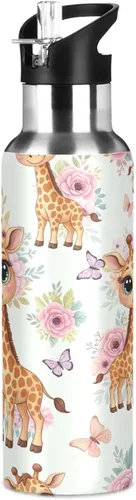Miniatura 8 de BPA-Free Sports Water Bottle 20 Oz, Insulated Water Bottle for Gym Outdoor Travel School, Cute Cartoon Giraffes Eyes