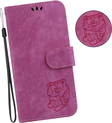Miniatura 2 de Designed for Redmi k40 Pro Phone Case Wallet,PU Leather Flip Folio Cover with Credit Card Holders Little Cute Tiger Embossed Kickstand Wrist Strap