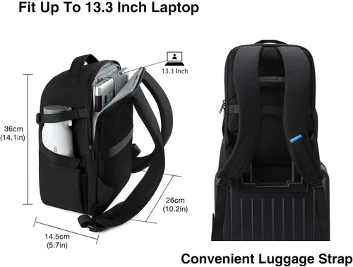Miniatura 2 de BAGSMART - Mochila para cámara DSLR o SLR, con espacio para láptop de hasta 13.3 pulgadas, impermeable (incluye funda para lluvia), incluye sujeción