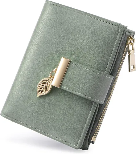 Miniatura 11 de yiijay Billetera pequeña para mujer, con bloqueo RFID, de piel, plegable, tarjetero para tarjetas de crédito para mujeres, cartera compacta