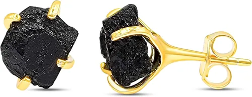 Miniatura 81 de Aretes de piedra preciosa natural en bruto con oro amarillo sobre plata de ley 925, 6 a 0.276 in, regalo de piedra de nacimiento de calidad genuina