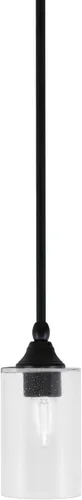 Miniatura 38 de Toltec Lighting Tallo Colgado Mini colgante, acabado de cobre negro, 3.5" cuadrado humo burbuja vidrio