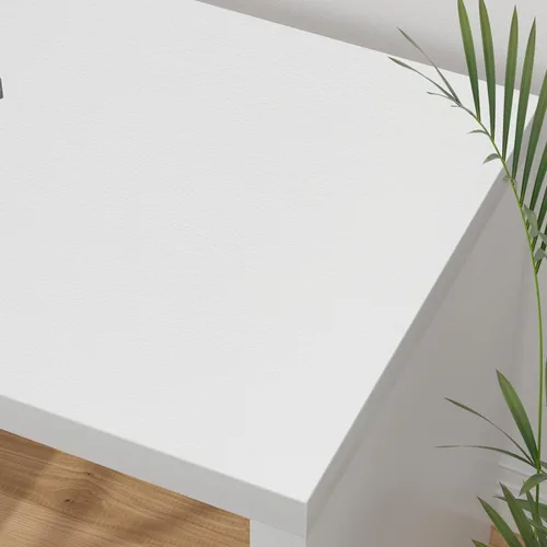 Miniatura 6 de HSH Escritorio Blanco en Forma de L con Cajones y Estantes, Escritorio de Esquina para Oficina en Casa en Forma de L con Gabinete de Almacenamiento