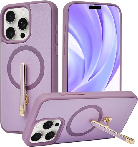 CUSTYPE Funda para iPhone 13 Pro Max de 6.7 pulgadas con soporte, funda de cuero delgada con soporte de 2 vías, compatible con MagSafe, funda