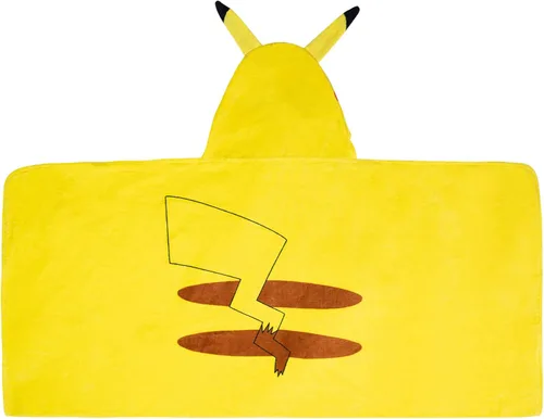 Toalla de rizo de algodón suave con capucha para baño y playa Pokémon Pikachu, 24 x 50 pulgadas, Franco Kids