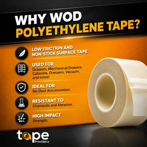 Miniatura 2 de WOD SPT7A UHMW Cinta de Película Transparente de Polietileno Deslizante, 1 pulgada x 10 pies. Adhesivo Agresivo - Ideal Para Reducción de Chirridos