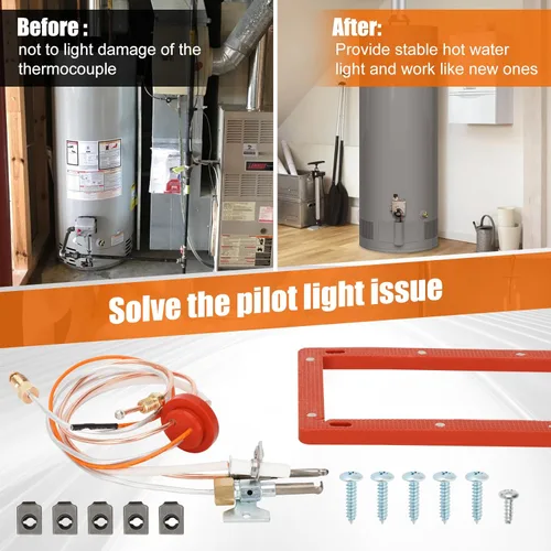 Miniatura 6 de Conjunto piloto e encendedor SP20075 mejorado compatible con el conjunto piloto de calentador de agua Rheem, PROTECH, GE, montaje piloto