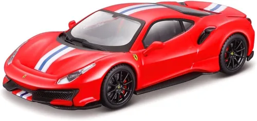 Ferrari 488 Pista Red con Rayas Blancas y Azules Ferrari Signature Series 1/43 Modelo de Coche Fundido a Presión por Bburago 36910