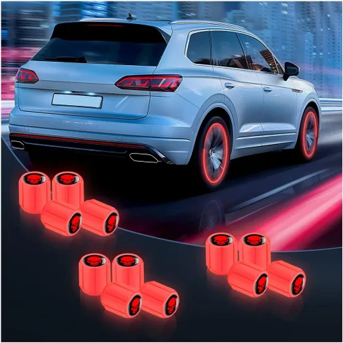 Miniatura 12 de Tapones Luminosos para Válvula de Neumático de Auto, 12 Unidades, Cubierta Iluminada de Válvula de Rueda con Cráneo, Tapa de Rueda de Brillo