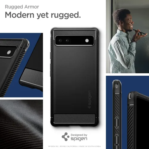 Miniatura 3 de Spigen Rugged Armor diseñado para Pixel 6a Case (2022) - Negro mate