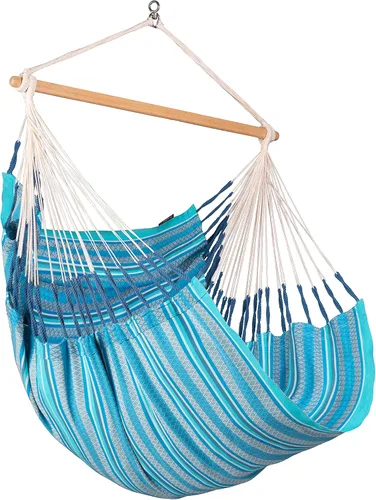 Miniatura 32 de La Siesta® XL King Habana - Hamaca colgante de algodón, para interiores y exteriores, silla colgante bohemia para dormitorio, patio, máximo 355