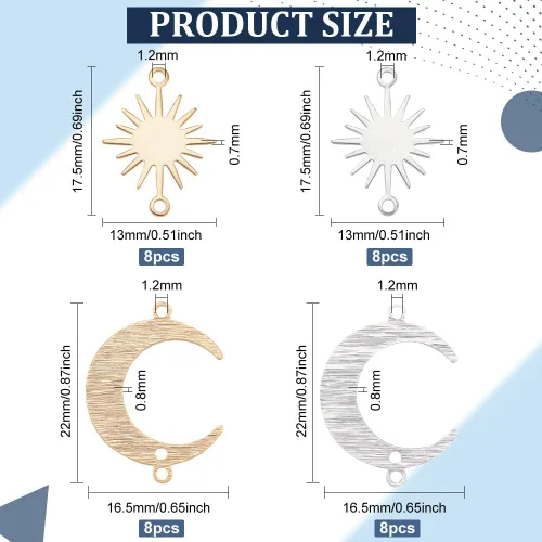 Miniatura 2 de BENECREAT 16pcs 2 estilos colgantes de latón hueco, encanto medio redondo dorado para hacer colgantes de joyería de bricolaje artesanal, agujero