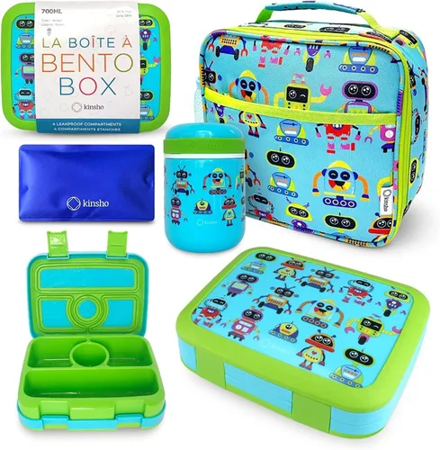 Miniatura 8 de Caja Bento con Térmico, Tarro de Comida de Acero Inoxidable para Comida Caliente-Fría o Sopa, Bolsa de Almuerzo Aislada y Set de Paquete de Hielo