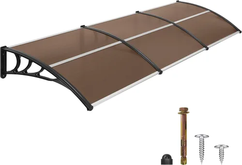 MCombo Toldo para ventana de 115.9 pulgadas para exteriores, lámina hueca de policarbonato, toldo para puerta y patio (40''x120'', paneles marrón