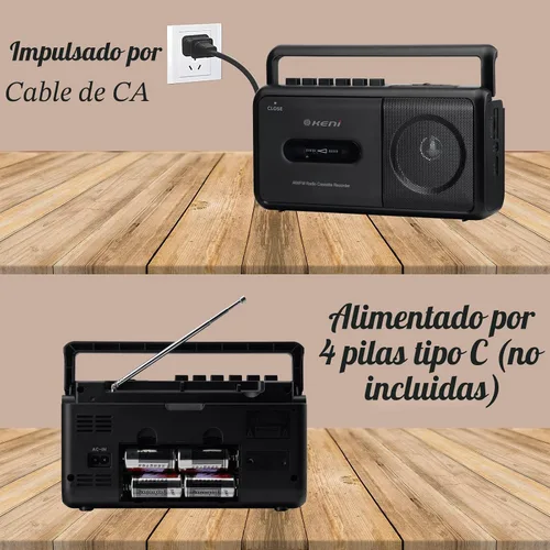 Miniatura 6 de G Keni Grabador portátil de cinta de casete, reproductor de casete de radio AM/FM con altavoz integrado, conector para auriculares, reproductor