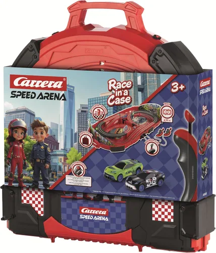 Miniatura 5 de Carrera Speed Arena Police Chase - Pista de carreras de coches con ranura portátil. Incluye 2 coches - Juego de carreras de juguete con batería