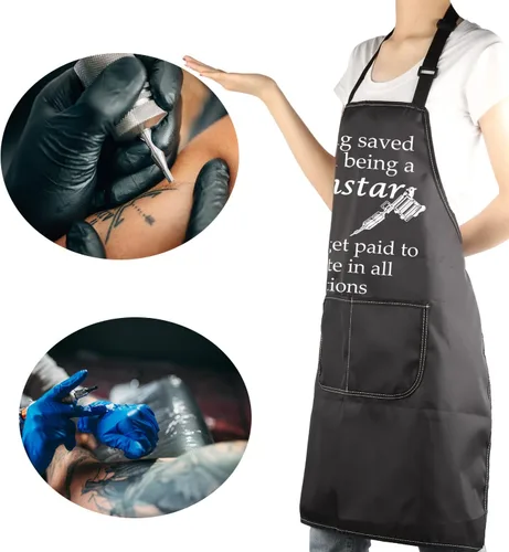 Miniatura 6 de MBMSO Delantal de tatuaje, delantal de tatuaje, regalo para tatuadores, regalos divertidos para tatuajes, tatuajes, me salvó de ser una estrella