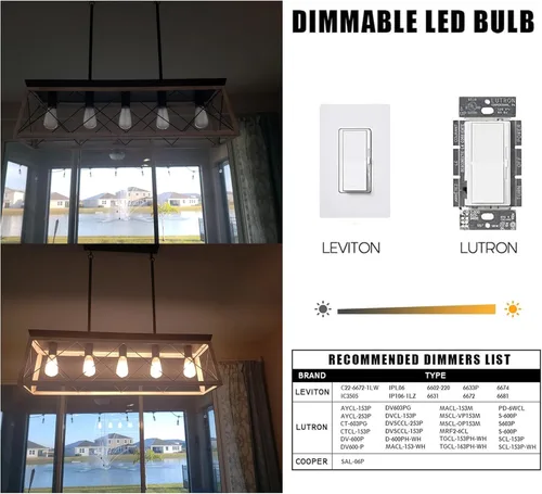 Miniatura 3 de Bombillas LED Edison regulables e26, 4 W, 40 W equivalentes, 400 lm, luz blanca cálida de 2700 K, AC120V, bombillas ST58 con acabado esmerilado