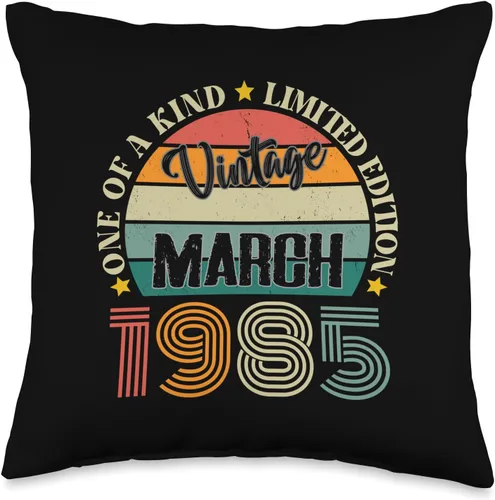 Vintage Birthday Retro Limited Edition Retro Gifts 39 Year Old Vintage March 1985 39th Birthday Retro Throw Pillow, 16x16, Multicolor