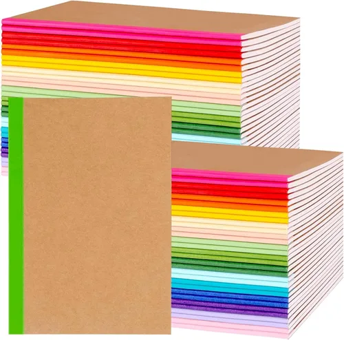 Miniatura 8 de Paquete de 50 Cuadernos Kraft con Líneas A5 de 8.3x5.5 Pulgadas, Diarios de Viaje Cuadernos al Por Mayor, Cuadernos de Materias 34 Hojas 68 Páginas