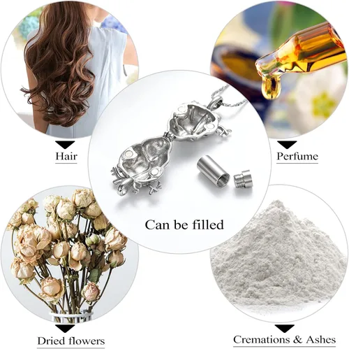 Miniatura 42 de Imrsanl Collar con colgante de joyería de cremación para cenizas – Collar anatómico de urna de corazón para cenizas – Medallones conmemorativos