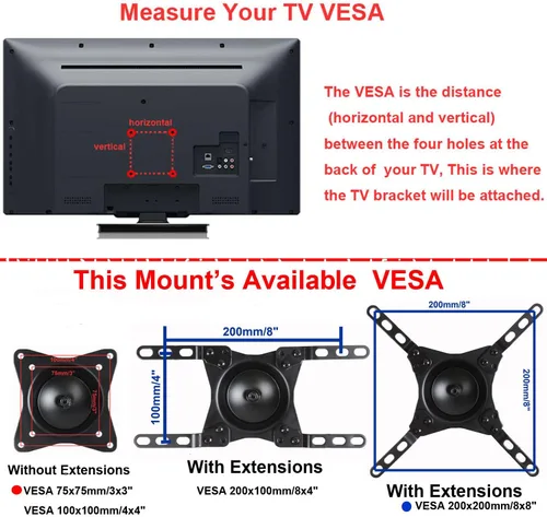 Miniatura 2 de VideoSecu Soporte de pared para monitor de TV inclinable con adaptador de montaje extraíble para la mayoría de LED de 17 a 39 pulgadas, TV