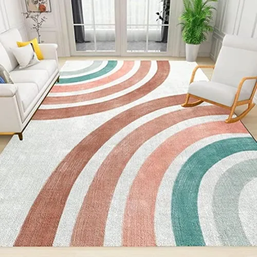 Miniatura 14 de Alfombra minimalista de lujo con diseño geométrico para sala de estar, alfombra moderna con estampado de mármol rosa dorado, alfombra rectangular