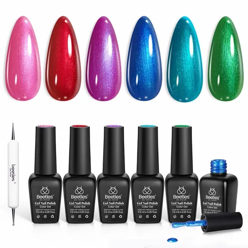Miniatura 10 de Beetles - Esmalte de uñas de gel pastel, 6 colores, esmalte de gel macarrón, rosa claro, azul, verde, amarillo, morado, uñas suaves para todas