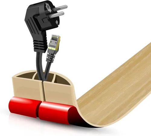 Miniatura 37 de Cubierta autoadhesiva para cables de suelo, gestión de cables de 3.3 pies, protector de tira de extensión para cables, evita tropiezos de cables