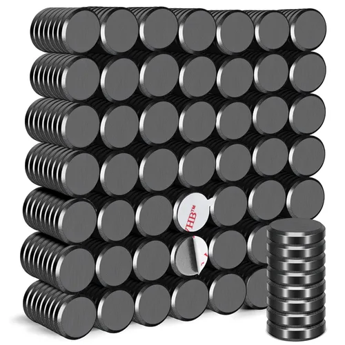 Miniatura 12 de DIYMAG Imanes Fuertes 140 Piezas 0.6x0.12 Pulgadas Imán de Nevera Refrigerador para Manualidades con Respaldo Adhesivo Magnético Pequeño Botón Negro
