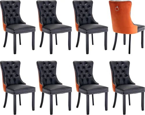 Miniatura 94 de Juego de 2 sillas de comedor modernas, sillas de comedor tapizadas acolchadas con patas de madera maciza, silla de cocina de tela de lino beige