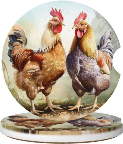 Miniatura 20 de 2 posavasos para automóvil, pintura de árbol de oso, base de corcho antideslizante, diseño de ranura, ajuste universal, cerámica, marrón