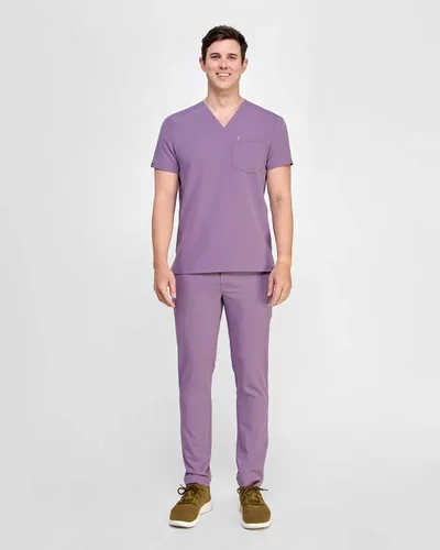 Miniatura 5 de Mediclo Camisa médica médica para hombre - Crevan Essential 3 bolsillos Eco amigable con el medio ambiente FYSEL tela con cuello en V camisa ropa