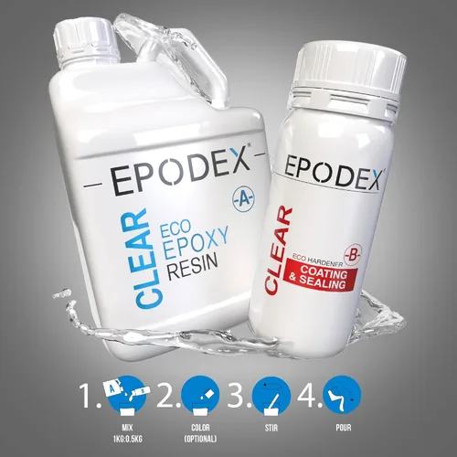 Miniatura 9 de EPODEX Kit de resina epoxi para revestimiento y sellado, resina epoxi transparente para revestimientos, reparaciones y manualidades con acabado
