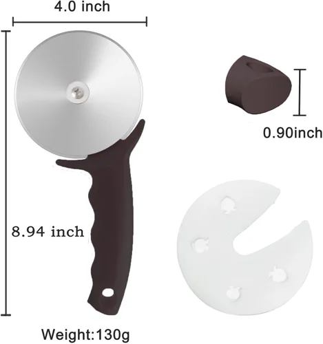 Miniatura 5 de Rueda cortadora de pizza de 4 pulgadas, cortador de pizza grande de acero inoxidable con tapa, cortador de pizza súper afilado, apto
