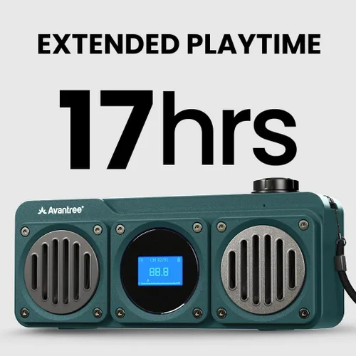 Miniatura 5 de Avantree Boombyte - Radio FM portátil y altavoz Bluetooth con excelente sonido estéreo, acabado de metal, tiempo de reproducción recargable largo