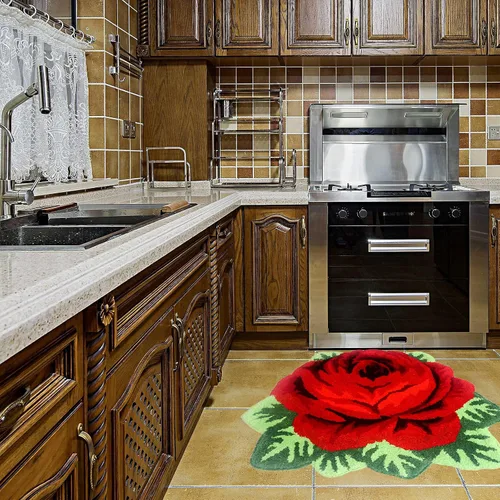 Miniatura 2 de UKELER Alfombras de baño con rosas rojas para baño, antideslizantes, absorbentes, alfombras de cocina, peludas, suaves, para dormitorio de niñas